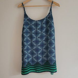 CAbi Blue and Green Patterned Tank Top